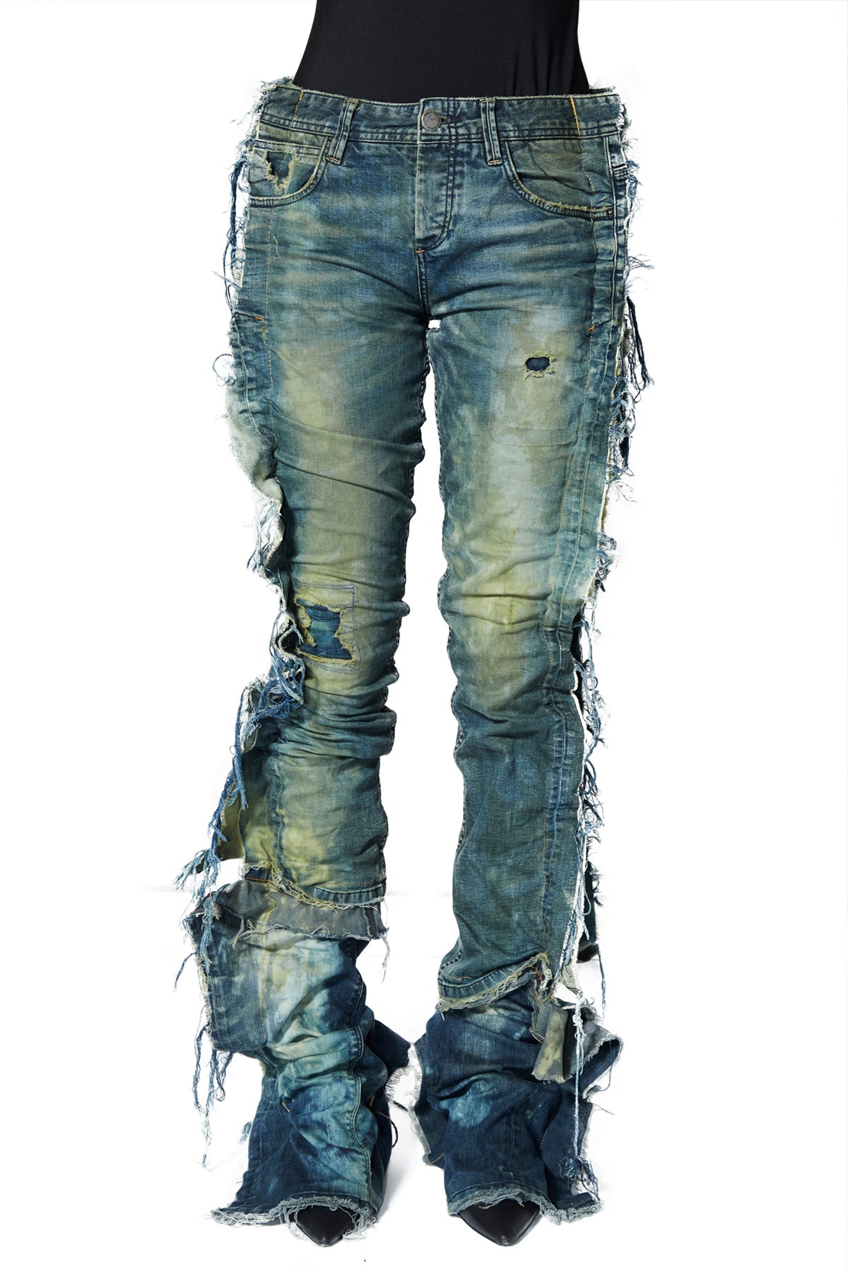 YAMA DENIM PANTS -LOW RISE (GREEN WASHED)
