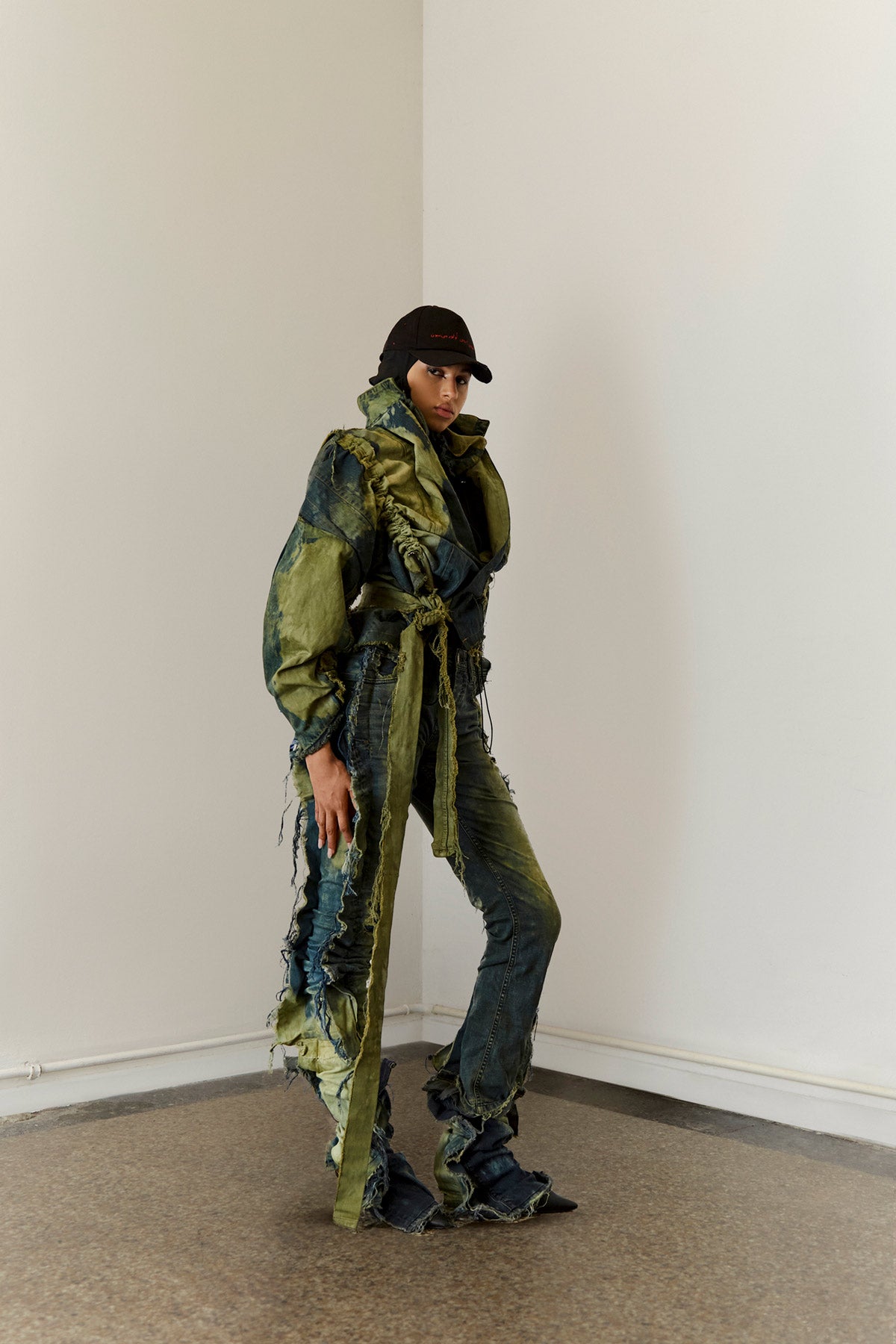 YAMA DENIM PANTS -LOW RISE (GREEN WASHED)